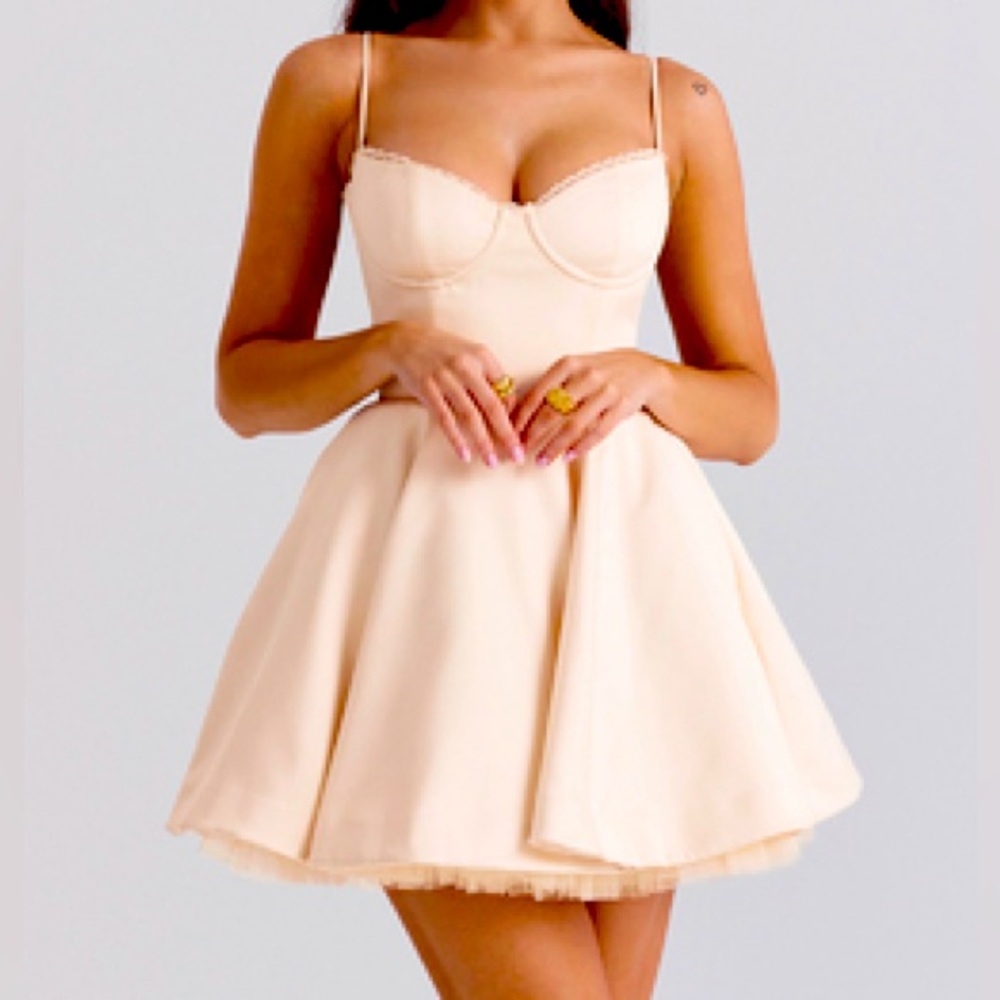 House of CB MINIMOISELLE
Vintage Cream Tulle Mini Dress-Longer Length